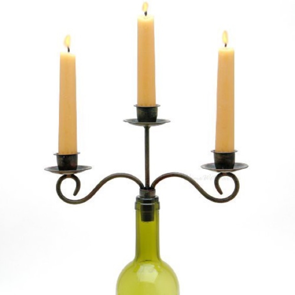 Wine Bottle Triple Candle Holder